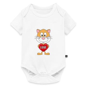 HAMSTER - LIEBE - LOVE - TIER - VERLIEBT - KINDER - Baby Premium Kurzarmbody - Weiß - Vorne