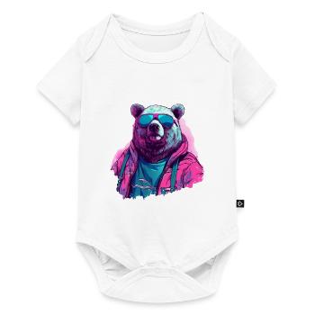 Pink bear with sunglasses - Baby Premium short-sleeve bodysuit - white - Front