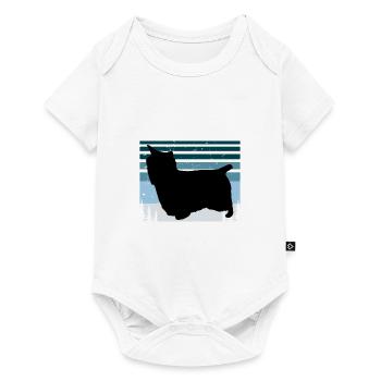 Australian Silky Terrier Dog Silhouette Retro Sun - Baby Premium short-sleeve bodysuit - white - Front