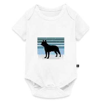 Boston Terrier Dog Lover Silhouette Vintage Sunset - Baby Premium short-sleeve bodysuit - white - Front