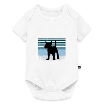 Bull Terrier Miniature Chien Silhouette Rétro Coucher de Soleil - Body à manches courtes Premium Bébé - blanc - Devant