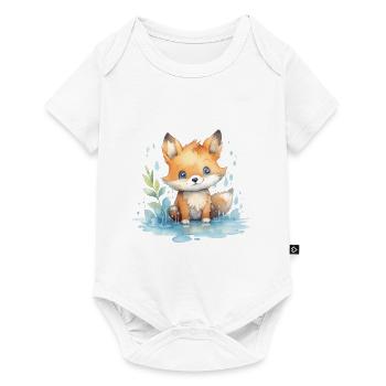 niedlicher, Baby Fuchs handgemalt, Wasserfarben - Baby Premium Kurzarmbody - Weiß - Vorne