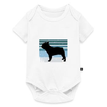 Amoureux du Bouledogue Français Silhouette Vintage Coucher de Soleil - Body à manches courtes Premium Bébé - blanc - Devant