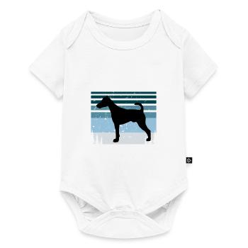 Foxterrier Glatte Hundesilhouette Retro Sonnenuntergang - Baby Premium Kurzarmbody - Weiß - Vorne