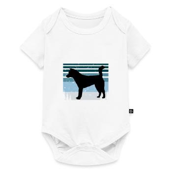 Kishu Ken Hundeliebhaber Silhouette Vintage Sonnenuntergang - Baby Premium Kurzarmbody - Weiß - Vorne