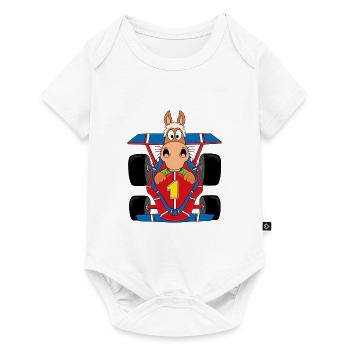 RENNWAGEN - AUTO - PFERD - PONY - AUTORENNEN - Baby Premium Kurzarmbody - Weiß - Vorne