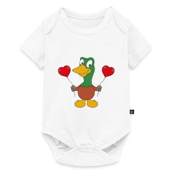 LUFTBALLONS - HERZEN - ENTE - TIERISCH - VERLIEBT - Baby Premium Kurzarmbody - Weiß - Vorne