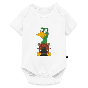 ENTE - KAPITÄN - MEER - SEE - BOOT - SCHIFF - Baby Premium Kurzarmbody - Weiß - Vorne