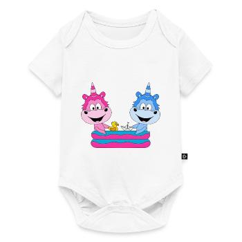 EINHÖRNER - POOL - PLANSCHBECKEN - SOMMER - KINDER - Baby Premium Kurzarmbody - Weiß - Vorne
