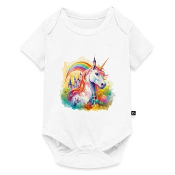 Unicorn Rainbow Castle Fantaisie magique colorée - Body à manches courtes Premium Bébé - blanc - Devant