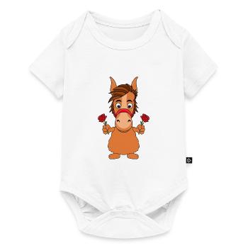 ROSEN - BLUMEN - GARTEN - PFERD - PONY - LIEBE - Baby Premium Kurzarmbody - Weiß - Vorne