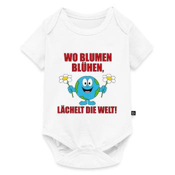 WO BLUMEN BLÜHEN, LÄCHELT DIE WELT! - Baby Premium Kurzarmbody - Weiß - Vorne