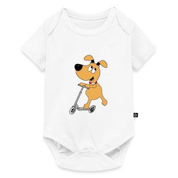 ROLLER - SCOOTER - HUND - TIER - TIERISCH - GUT - Baby Premium Kurzarmbody - Weiß - Vorne