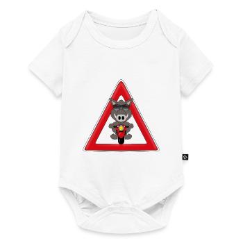 ACHTUNG - RASENDE WILDSAU - WILDSCHWEIN - MOTORRAD - Baby Premium Kurzarmbody - Weiß - Vorne