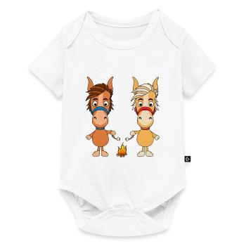 PFERDE - PONY - LAGERFEUER - MARSHMALLOWS - TIERE - Baby Premium Kurzarmbody - Weiß - Vorne