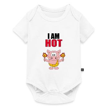 I AM HOT - SCHWEIN - FEUER - STEINZEIT - TIER - Baby Premium Kurzarmbody - Weiß - Vorne