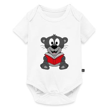 BUCH - LESEN - GESCHICHTE - PANTHER - TIER - Baby Premium Kurzarmbody - Weiß - Vorne