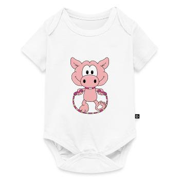SCHWEIN - SPRINGSEIL - Baby Premium Kurzarmbody - Weiß - Vorne