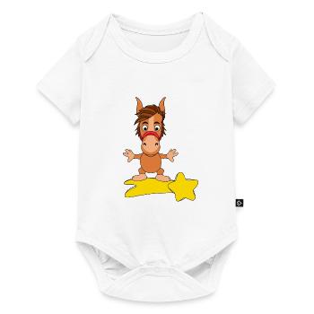 STERNSCHNUPPE - PFERD - Baby Premium Kurzarmbody - Weiß - Vorne