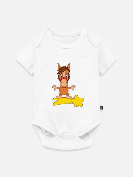 STERNSCHNUPPE - PFERD - Baby Premium Kurzarmbody - Weiß