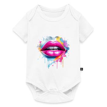 Lèvres colorées Embrasser la bouche Cadeau du visage de la femme - Body à manches courtes Premium Bébé - blanc - Devant