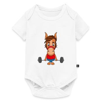 GEWICHTHEBER - PFERD - Baby Premium Kurzarmbody - Weiß - Vorne