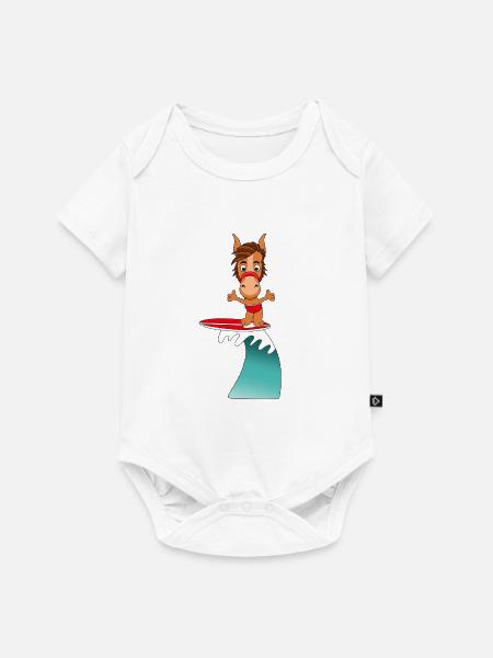 WELLENREITER - PFERD - Baby Premium Kurzarmbody - Weiß
