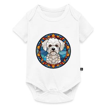 Bichons Frise Dog Race Aquarelle Verre - Body à manches courtes Premium Bébé - blanc - Devant