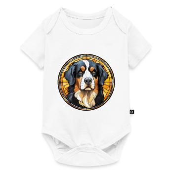 Bernese Mountain Dog Breed Watercolor Glass - Baby Premium short-sleeve bodysuit - white - Front