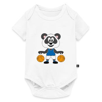 PANDA - BÄR - BASKETBALL - Baby Premium Kurzarmbody - Weiß - Vorne