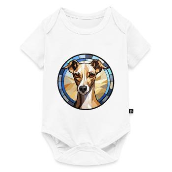 Verre aquarelle de race de chien de lévrier italien - Body à manches courtes Premium Bébé - blanc - Devant