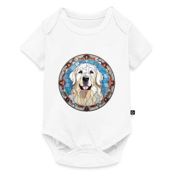 Grande Pyrénée Race Chien Aquarelle Verre - Body à manches courtes Premium Bébé - blanc - Devant