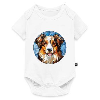 Miniature American Shepherd Dog Breed Watercolor G - Baby Premium short-sleeve bodysuit - white - Front