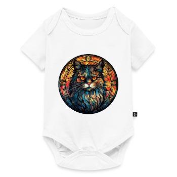 Cymric Cat Breed Aquarelle Verre - Body à manches courtes Premium Bébé - blanc - Devant