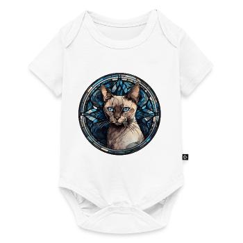 Burmese Cat Breed Watercolor Glass - Baby Premium short-sleeve bodysuit - white - Front