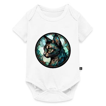 Minskin Katzenrasse Aquarellglas - Baby Premium Kurzarmbody - Weiß - Vorne