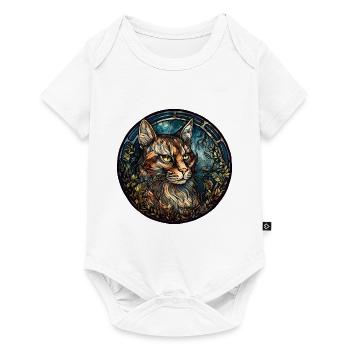 Manx Cat Breed Aquarelle Verre - Body à manches courtes Premium Bébé - blanc - Devant