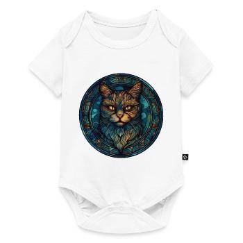 Manx Cat Breed Aquarelle Verre - Body à manches courtes Premium Bébé - blanc - Devant