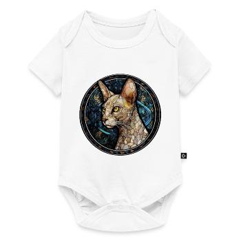 Peterbald Cat Breed Aquarelle Verre - Body à manches courtes Premium Bébé - blanc - Devant