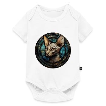 Peterbald Cat Breed Aquarelle Verre - Body à manches courtes Premium Bébé - blanc - Devant