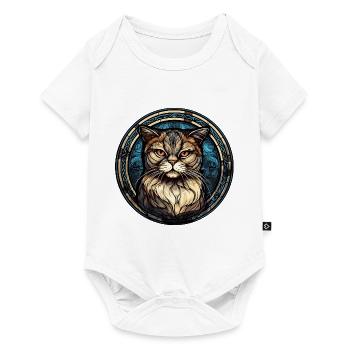 Scottish Fold Cat Breed Aquarelle Verre - Body à manches courtes Premium Bébé - blanc - Devant