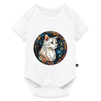 Peinture sur verre aquarelle de race turque Van Cat - Body à manches courtes Premium Bébé - blanc - Devant