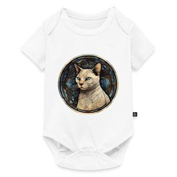 Peinture sur verre aquarelle de race de chat thaïlandais - Body à manches courtes Premium Bébé - blanc - Devant
