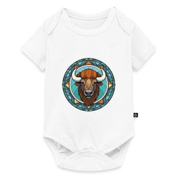 Bison Colorful Watercolor Animal Pet Illustration - Baby Premium short-sleeve bodysuit - white - Front