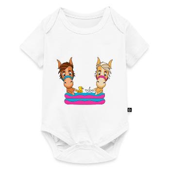 PFERDE - PONYS - PLANSCHBECKEN - TIERE - Baby Premium Kurzarmbody - Weiß - Vorne