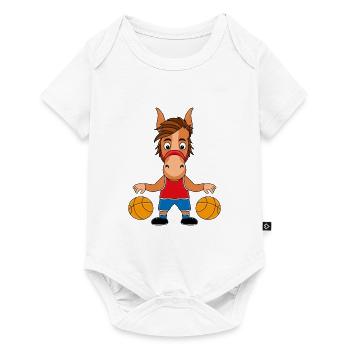 BASKETBALL - SPORT - PFERD - PFERDE - TIER - Baby Premium Kurzarmbody - Weiß - Vorne