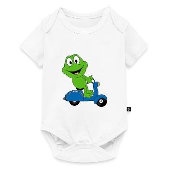 ROLLER - FROSCH - TIER - TIERISCH - TIERE - Baby Premium Kurzarmbody - Weiß - Vorne