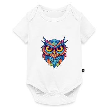 Hibou Aquarelle colorée Animal Animal Illustration - Body à manches courtes Premium Bébé - blanc - Devant