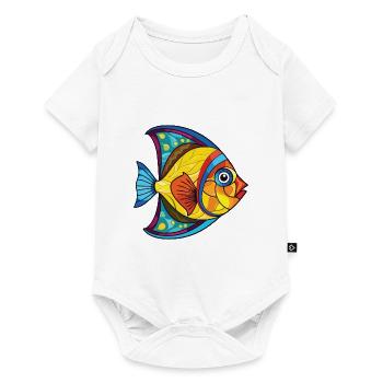 Flounder Fish Colorful Watercolor Animal Cartoon - Baby Premium short-sleeve bodysuit - white - Front