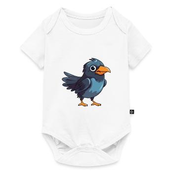 Crow Cartoon Kawaii Watercolor Illustration - Baby Premium short-sleeve bodysuit - white - Front